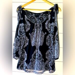 INC International Concepts Black and White Patterned Top, date night, designer
